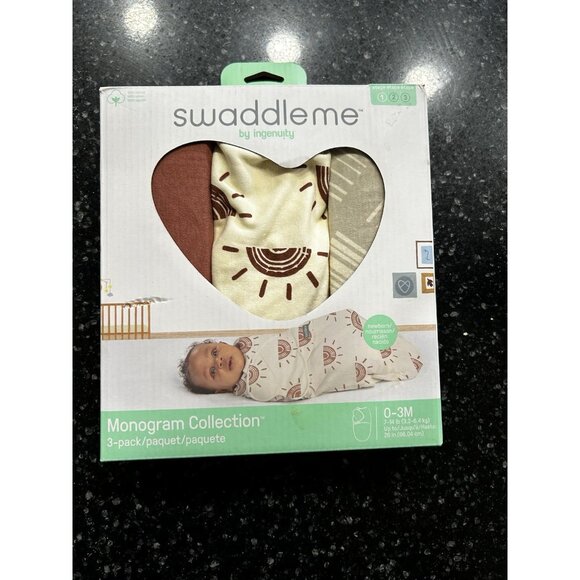 Swaddle Me, By Ingenuity, Monogram SwaddleMe, Stage 1, Size 0-3M, 3 Pk-New - Picture 5 of 6